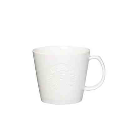 Starbucks 2015 Solid White Etched Embossed Siren Mermaid Logo Mug 12 oz NEW - Sold on eBay Dec, 3rd 2018 for $25.88