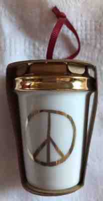 Starbucks Peace Sign Mini Travel Mug Christmas Ornament 2.5" Tall New 2015 - Sold on eBay Dec, 3rd 2018 for $8.00