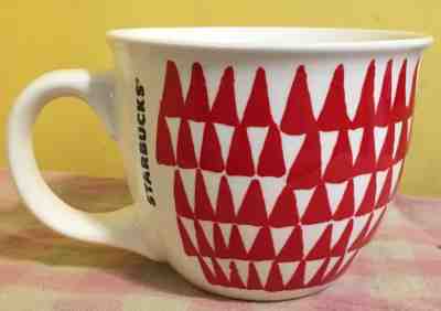 Starbucks Mug 2016 White/Red Triangle Christmas Trees 14 fl oz Coffee Mug EUC  - Sold on eBay Dec, 3rd 2018 for $4.99
