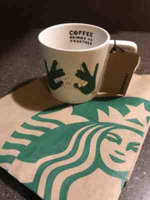 Starbucks ASL Deaf sign language mug - Hard to Find! Very Limited Edition - Sold on eBay Dec, 11th 2018 for $75.00