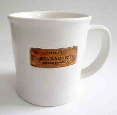 STARBUCKS COFFEE Co MUG 2010 Est 1971 Copper Plate Logo 16 Oz White Cup HTF RARE - Sold on eBay Dec, 14th 2018 for $18.99