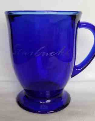 Starbucks Cobalt Blue Glass Pedestal Mug 16 oz. 1990's  - Sold on eBay Dec, 11th 2018 for $5.99