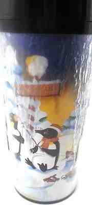 Starbucks 1998 Winter Holiday Travel Insulated Mug Melting Sides Penguins Bears - Sold on eBay Dec, 5th 2018 for $4.99