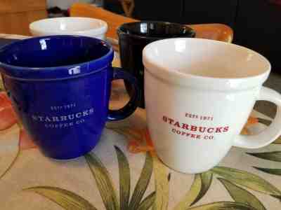 Starbucks Abbey Mugs, Blue, Black, (White ones sold) 18oz, 2001,2002 - Sold on eBay Dec, 11th 2018 for $12.50