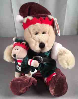 Starbucks Bearista Bear & Mini Bear Holiday 2001 17th Edition ELF Plush Set - Sold on eBay Dec, 10th 2018 for $26.00