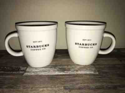2 Starbucks Barista Coffee 2001 Abbey White 16oz Mugs - Sold on eBay Dec, 10th 2018 for $25.00