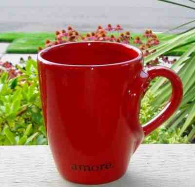 New Starbucks Barista 2003 Red AMORE Coffee Mug Dimensional Heart Handle NOS - Sold on eBay Dec, 14th 2018 for $19.95
