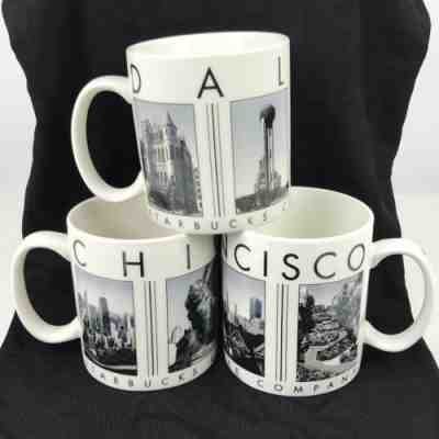 3 Starbucks Mugs City Scenes Series 2005 San Fransisco Chicago Dallas 16 Ounce - Sold on eBay Dec, 15th 2018 for $23.99