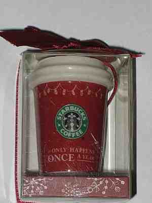 STARBUCKS COFFEE 2005 MINI RED CERAMIC TO GO CUP HOLIDAY ORNAMENT RETIRED NEW - Sold on eBay Dec, 14th 2018 for $21.95