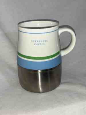Starbucks 2005 Blue Green Ceramic & Stainless Steel Insulated Coffee Mug Cup - Sold on eBay Dec, 13th 2018 for $10.99