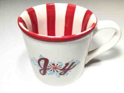 STARBUCKS "Joy" Candy Cane Stripe Christmas Holiday Coffee Mug Cup 14 Oz. *NEW*  - Sold on eBay Dec, 16th 2018 for $14.99