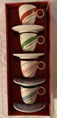 Set Of 4 2007 Starbucks Candy Cane Striped Holiday 3-oz Espresso Demitasse Cups - Sold on eBay Dec, 15th 2018 for $21.50