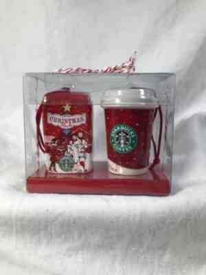 New STARBUCKS Coffee Mini Christmas Ornaments-2007 To Go Cup & Coffee Blend Bag - Sold on eBay Dec, 15th 2018 for $15.50