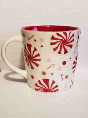 2007 Starbucks PEPPERMINT CANDY embossed red/white Christmas  16oz Christmas mug - Sold on eBay Dec, 15th 2018 for $37.99