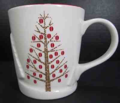 STARBUCKS COFFEE 2008 HOLIDAY 14 OUNCE MUG Tree Deer Red White Christmas Scene - Sold on eBay Dec, 15th 2018 for $8.00