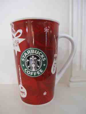 Starbucks Holiday 2009 New Bone China Tall 16oz Red Christmas Coffee Mug / Cup - Sold on eBay Dec, 15th 2018 for $9.95