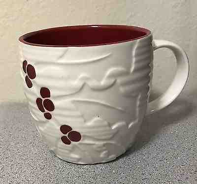 STARBUCKS Red Berries on White MUG - Hand Painted 2010 - Holiday - Sold on eBay Dec, 15th 2018 for $10.99