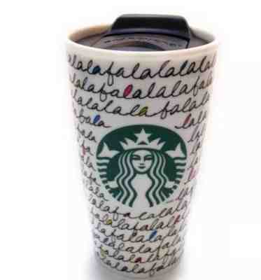Starbucks Fa La La La La Holiday 2011 Coffee Tumbler Cup Travel w/Lid 12 fl. oz. - Sold on eBay Dec, 16th 2018 for $12.92