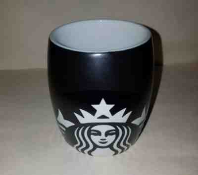Starbucks 2011 Matte Black Etched Mermaid Siren Logo Barrel Shape Coffee Mug Cup - Sold on eBay Dec, 15th 2018 for $12.99