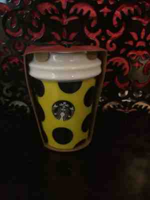 2015 Starbucks Yellow & Black Dot Ceramic Cup Holiday Christmas Ornament - NWT - Sold on eBay Dec, 16th 2018 for $7.00