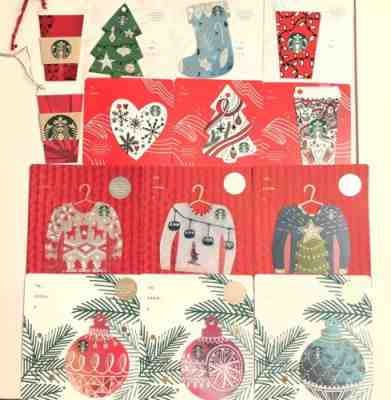 14 Starbucks Cards Holiday Christmas 2016 2017 Mini Ornament Ugly Sweater Lot - Sold on eBay Dec, 16th 2018 for $14.99
