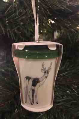 New Starbucks 2017 DEER WITH GREEN LID  Holiday Christmas Ornament - Sold on eBay Dec, 16th 2018 for $7.00