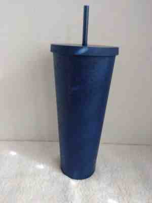 NEW.. Starbucks 2017 Navy Blue Patterned Tumbler w/Straw  24 oz Cold Beverages - Sold on eBay Dec, 15th 2018 for $15.00