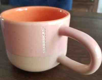 Starbucks 2018 Terra Cotta Two Tone Pink Orange Long Handle Coffee Mug 12oz  - Sold on eBay Dec, 16th 2018 for $16.99