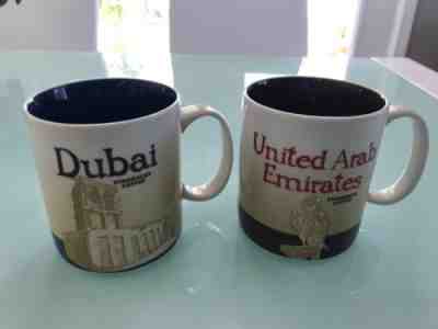 2 STARBUCKS MUGS: 1 DUBAI & 1 UNITED ARAB EMIRATES: PRE-OWNED Coffee UAE Desert - Sold on eBay Nov, 29th 2018 for $21.99