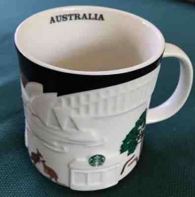 STARBUCKS AUSTRALIA RELIEF Mug Kangaroo Bridge Black Skyline Texture HTF - Sold on eBay Nov, 27th 2018 for $40.00