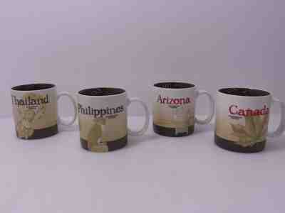 4 Starbucks Collector's Mugs 2009-2013 Canada, Philippines, Thailand, Arizona - Sold on eBay Dec, 13th 2018 for $30.00