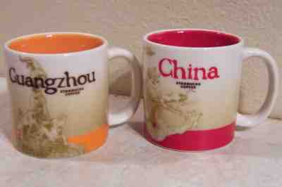 2 STARBUCKS Demitasse Guangzhou & China City Mini Mugs GLOBAL ICON 3 oz - Sold on eBay Dec, 9th 2018 for $19.99