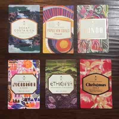 6 Starbucks Reserve Tasting Card Ethiopia Papua Costa Rica - Sold on eBay Nov, 26th 2018 for $18.00