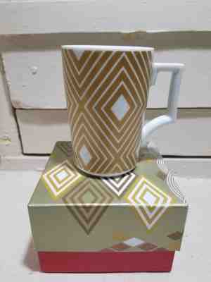 12 oz Starbucks Rosanna Diamond Gold & White Christmas Mug New In Box Germany - Sold on eBay Dec, 13th 2018 for $3.50