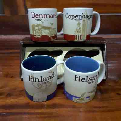 4 Demitasse Starbucks City Mugs 3 oz DENMARK COPENHAGEN FINLAND HELSINKI - Sold on eBay Nov, 21st 2018 for $40.00