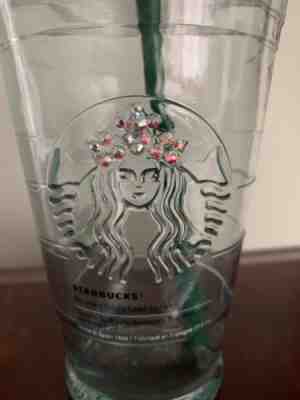 Starbucks Siren Green Recycled Glass Tumbler Cold To Go Cup 16 oz *Crystals* - Sold on eBay Dec, 10th 2018 for $25.00