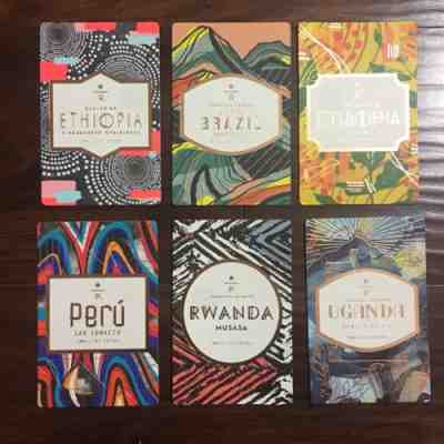 6 US Starbucks Reserve Taster Card Ethiopia Brazil Ethiopia Rwanda Uganda Peru - Sold on eBay Oct, 28th 2018 for $18.00