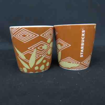 Lot of 2 Starbucks 3 oz  Ethiopia Espresso Shot Tasting Tribal Coffee Mug Cup - Sold on eBay Oct, 17th 2018 for $13.90