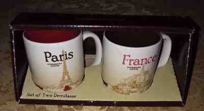 Starbucks Demitasse SET OF 2 MINI MUGS 3 fl oz PARIS FRANCE - Sold on eBay Dec, 10th 2018 for $31.99