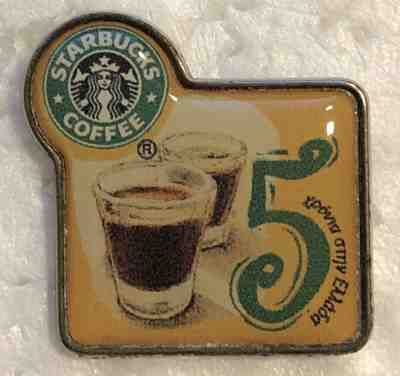 Starbucks 5th anniversary pin barista partner apron hat - Greece - super rare!! - Sold on eBay Dec, 10th 2018 for $15.00