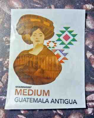 VHTF Die Cut Starbucks Stamp Guatemala Antigua Medium Coffee Bag Label Sticker  - Sold on eBay Nov, 10th 2018 for $4.25