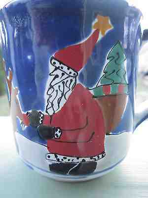 STARBUCKS COFFEE CHRISTMAS MUG CUP HAND PAINTED HUNGARY SANTA RUDOLPH REINDEER - Sold on eBay Dec, 10th 2018 for $9.99