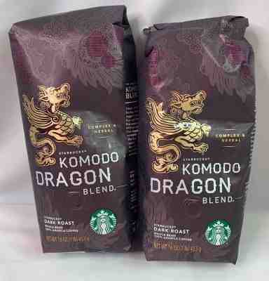 Starbucks Komodo Dragon Dark Roast 16oz Bag Whole Bean Coffee NEW Lot 2 Exp 2/19 - Sold on eBay Nov, 27th 2018 for $15.24