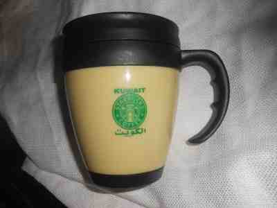 kuwait starbucks travel cup mug with lid ivory green siren 16" handle coffee  - Sold on eBay Dec, 12th 2018 for $4.66