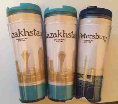 Set of 3 Starbucks Global Icon 12oz tumblers: two Kazakhstan, one St. Petersburg - Sold on eBay Sep, 21st 2018 for $69.00