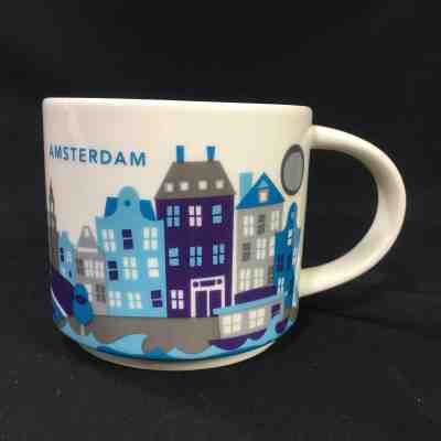 Amsterdam You Are Here Starbucks Mug 2016 Cup Coffee Tea Cocoa Blue White - Sold on eBay Nov, 23rd 2018 for $34.99