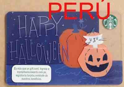 PERU south america STARBUCKS gift card RARE HALLOWEEN 2018 NEW pumpkin hard cat - Sold on eBay Dec, 7th 2018 for $9.00