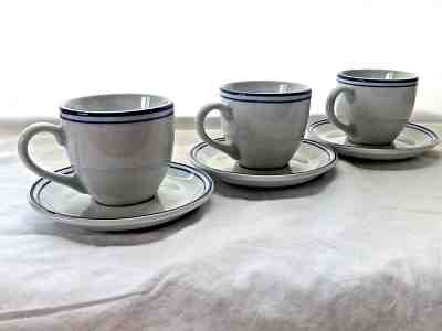 Set 3 Classic White/blue Espresso Cups and Saucers made in Poland for Starbucks - Sold on eBay Nov, 8th 2018 for $11.00