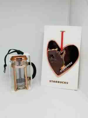 Starbucks 2017 Rose Gold Heart Copper Coffee Press Christmas Holiday Ornament - Sold on eBay Nov, 20th 2018 for $7.00