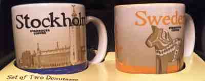 Starbucks Stockholm Sweden Demi-Tasse Mug Set of Two, 3 oz Blue Yellow Pre-owned - Sold on eBay Nov, 29th 2018 for $49.95